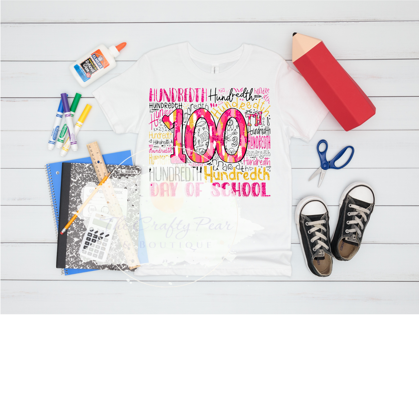 100 Days of School Typography (Glitter) - DTF Transfer