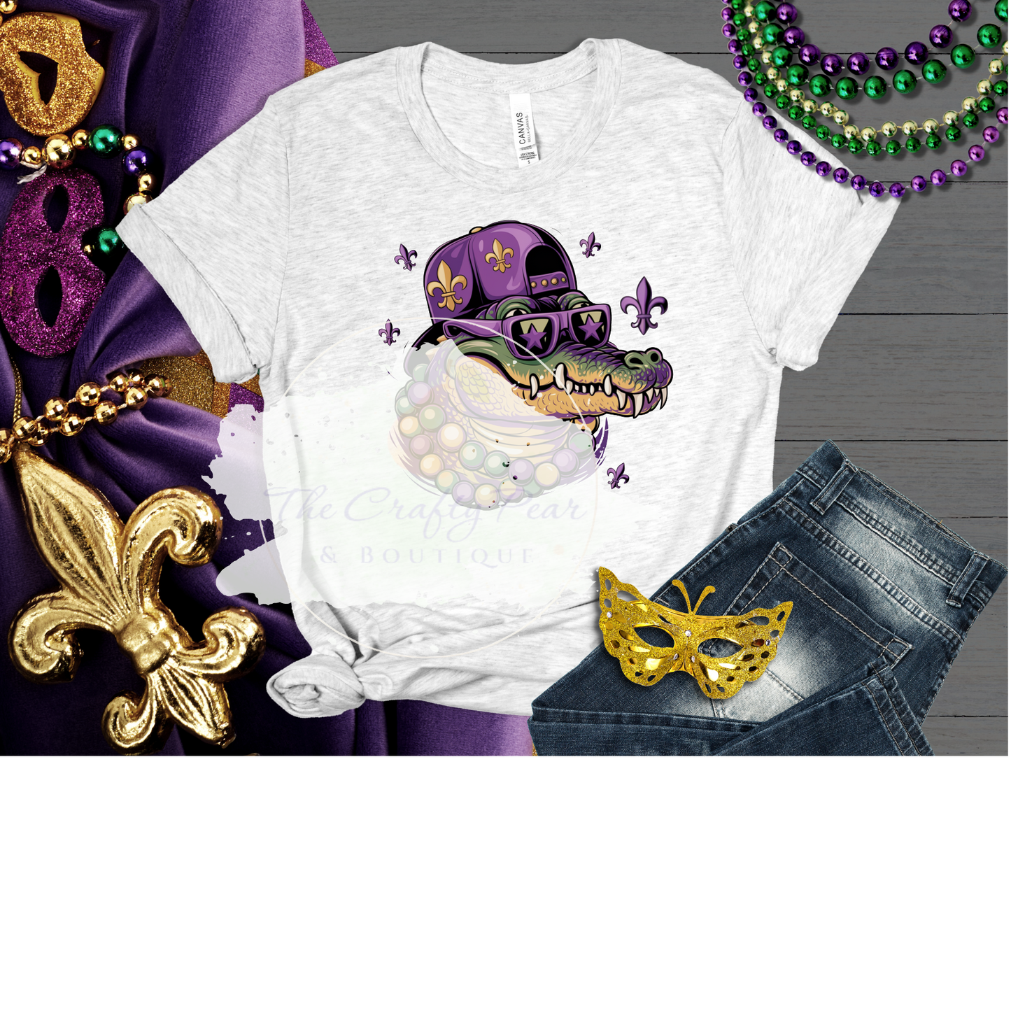 Mardi Gras Alligator - DTF Transfer