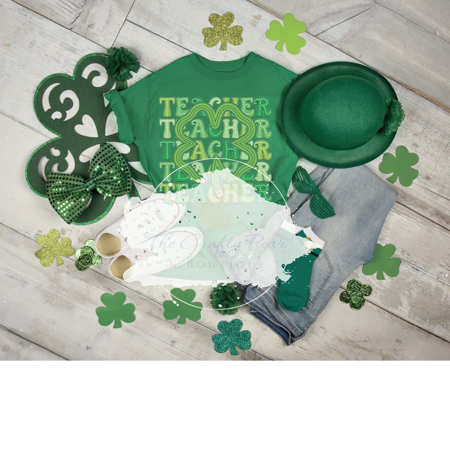 Teacher St. Patrick's Day Pencil Clover - DTF Transfer