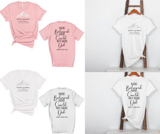 Custom Request:  Girls Hiking Trip 2026 Faith Can Move Mountains