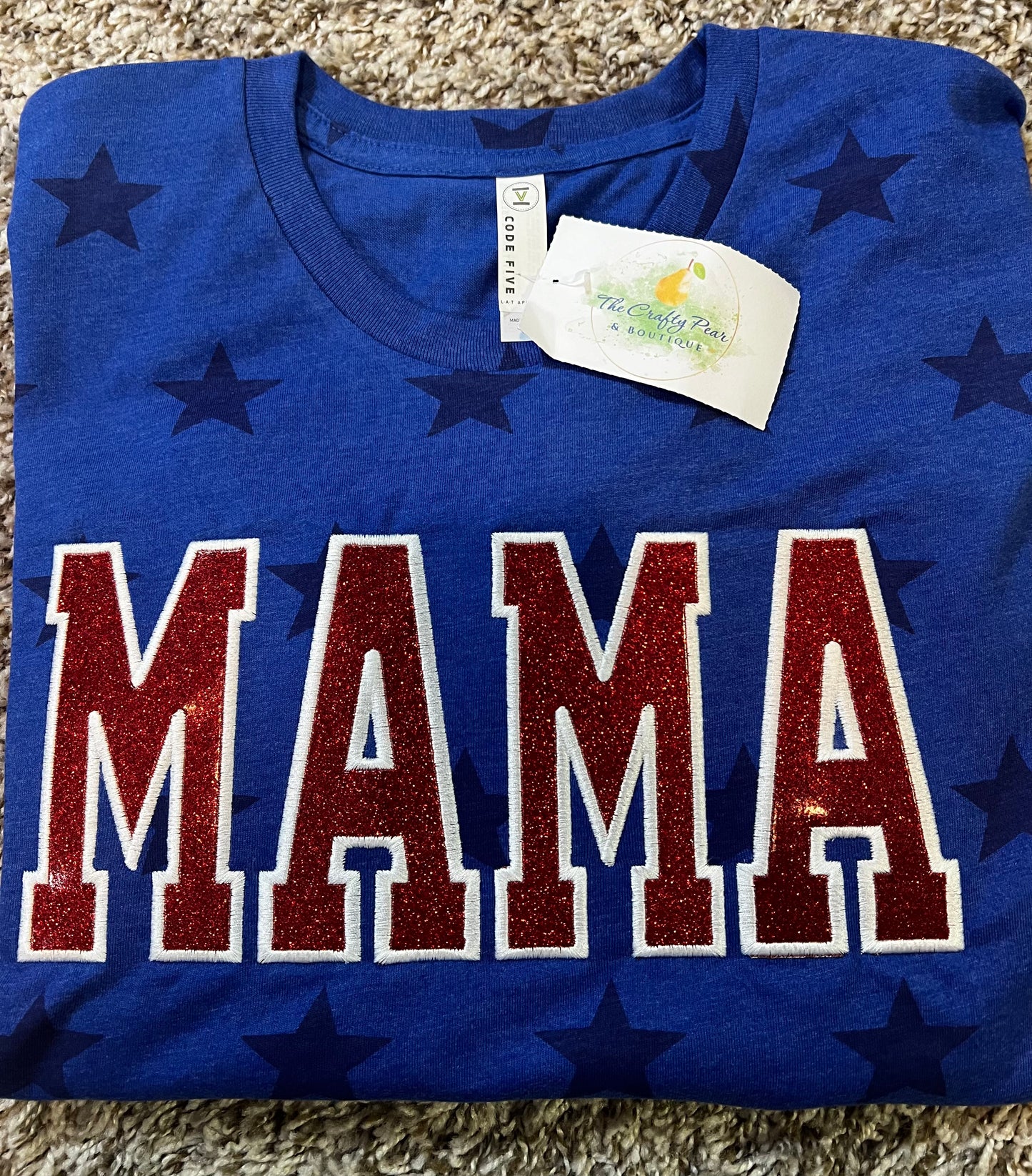 Patriotic Mama embroidery shirt